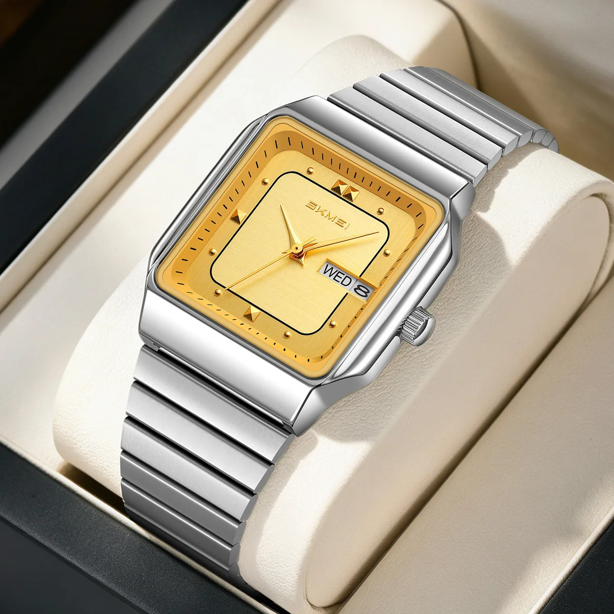 Brand Women Watch Stainless Steel Adjustable Strap Gold Quartz Watch Rectangular Dial Luxury Women Wristwatch Dropshipping 9414 view 6