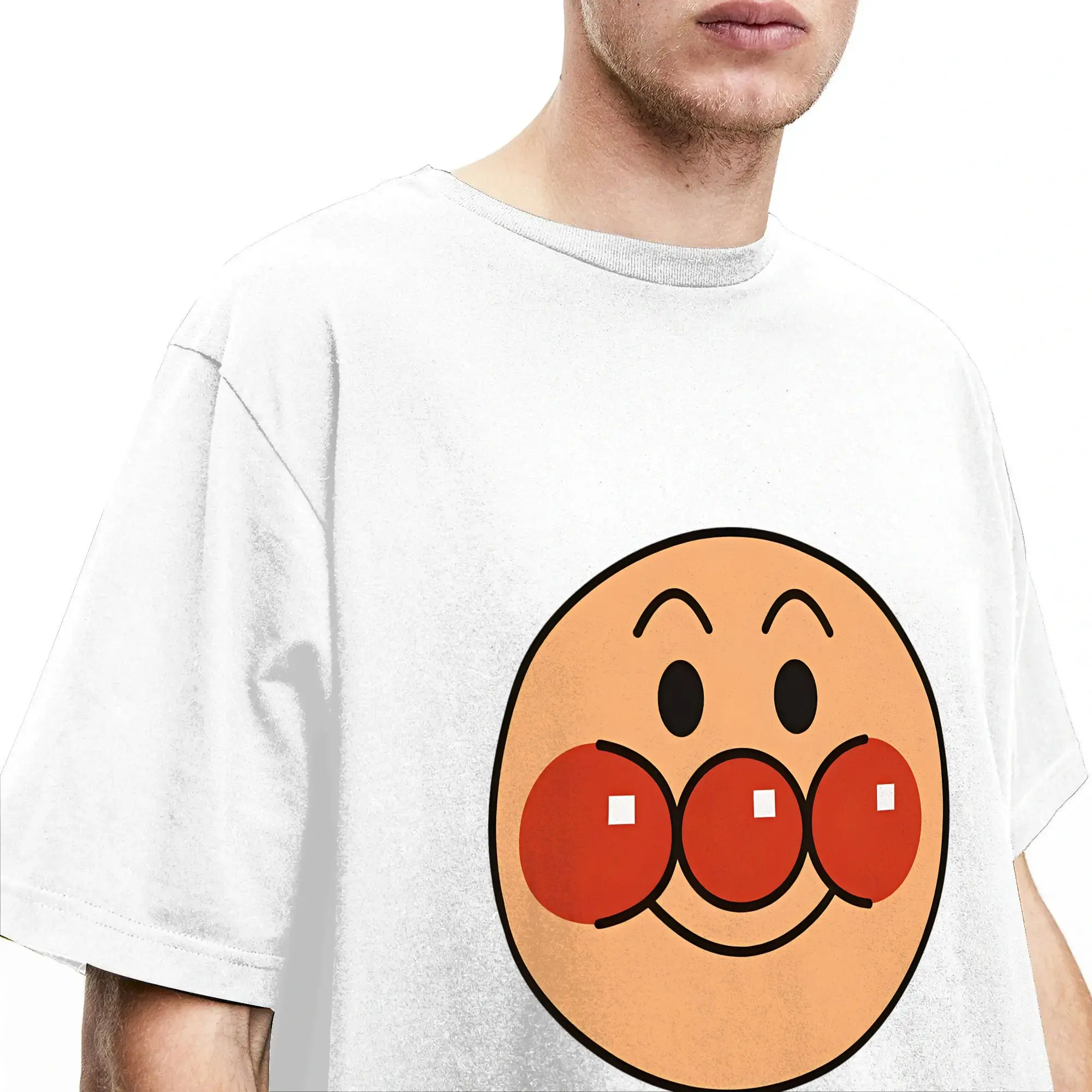 Kawaii A-Anpanmans Anime Cartoon T-Shirt für Männer 100% Baumwolle Kurzarm Dokinchan Horaman Melon Girl Rundhals Sommer-Oberteil – Detail 2
