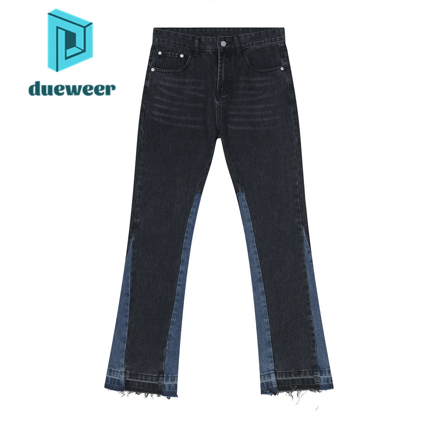 

DUEWEER Men's Korean Fashion Patchwork Flared Baggy Jeans Bell Bottoms Denim Pants y2k man Hip Hop Trousers Vintage Streetwear