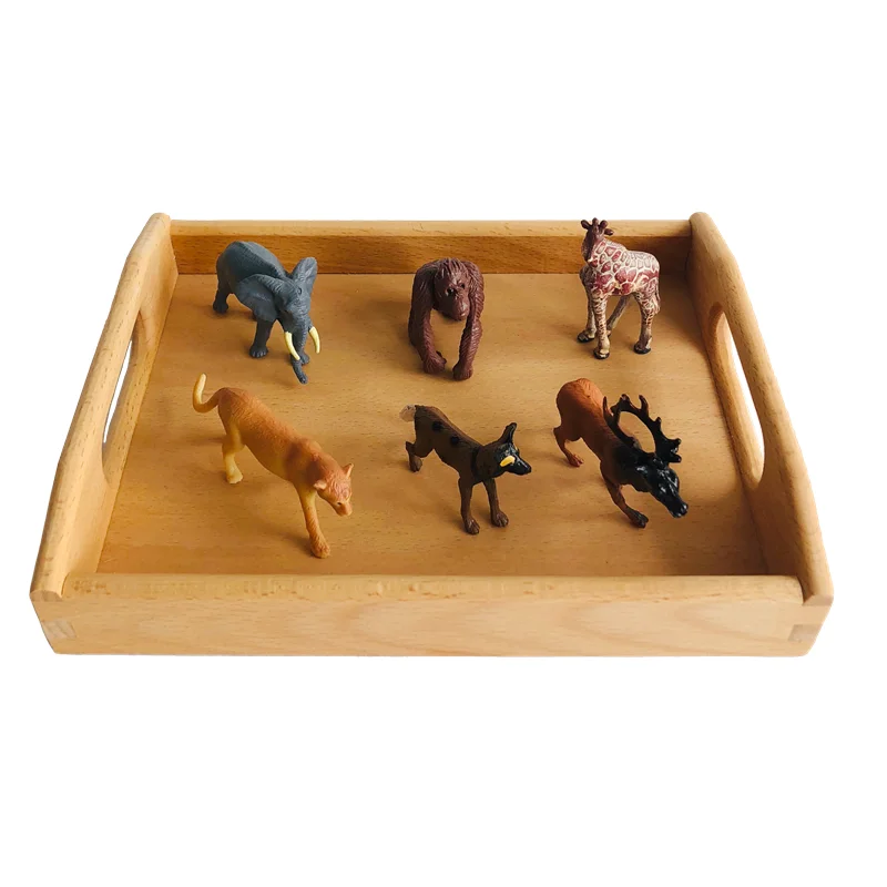 Montessori Biology Materials Glassland Wild Animal Figures Set Kids Learning Resources Early Childhood Education Toy, Mini Size