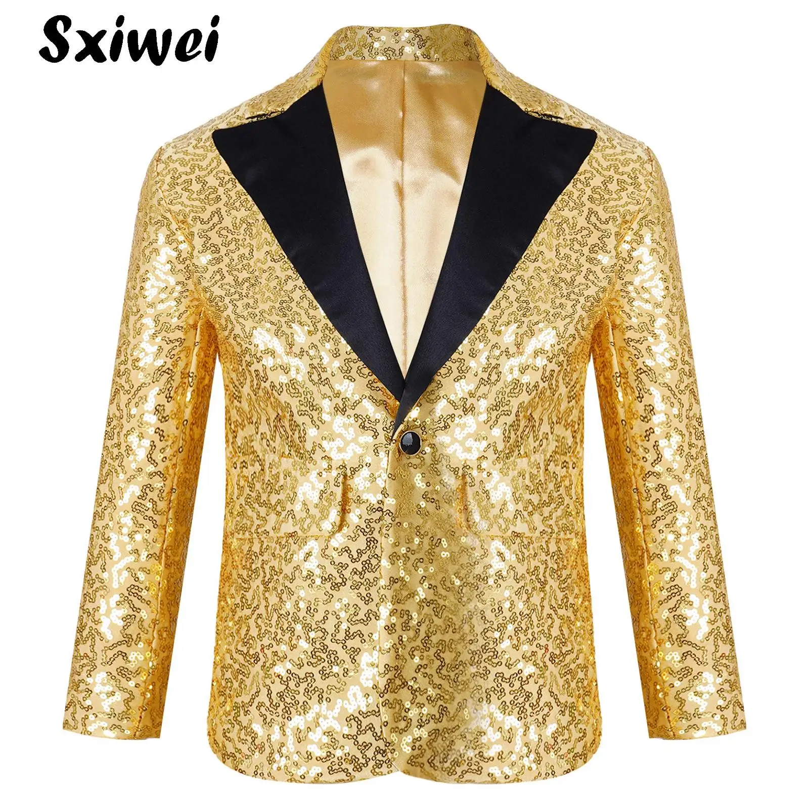 

Dress Up Sequin Blazer Jacket Coat for Kids Boys Shiny Dance Outwear Rave Party Modern Jazz Street Dancing Performance Costume