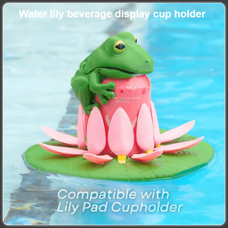 Frog Jar Lid Water Lily Cup Coaster Set, Cup Holder For Canned Beer Beverage Novelty Fun Ornament Immersive Toy Gift For Friends