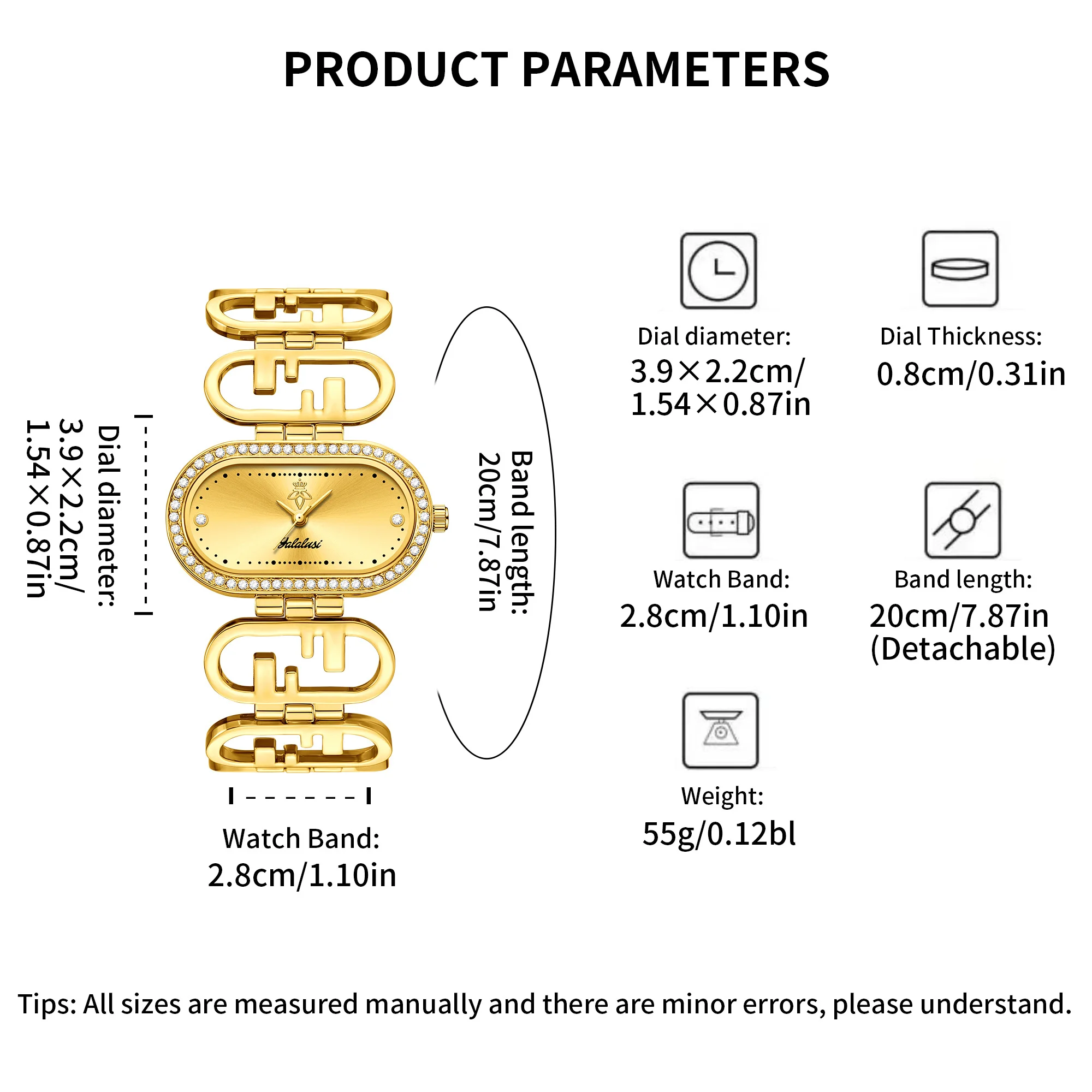 YaLaLuSi Fashion Women's Quartz Watch Luxury Gold Women's Watches Sparkling Rhinestones Gift Box A Good Choice for Gifts