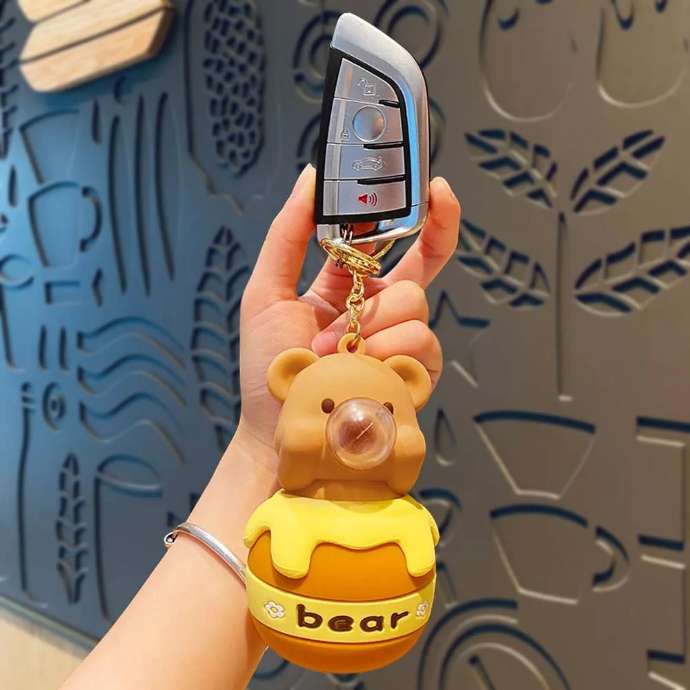 Bag Pendant Bear PVC Key Chain Cartoon Jewelry Accessories Cartoon Squeezing Toys PVC Doll Key Ring Backpack Decoration Outdoor