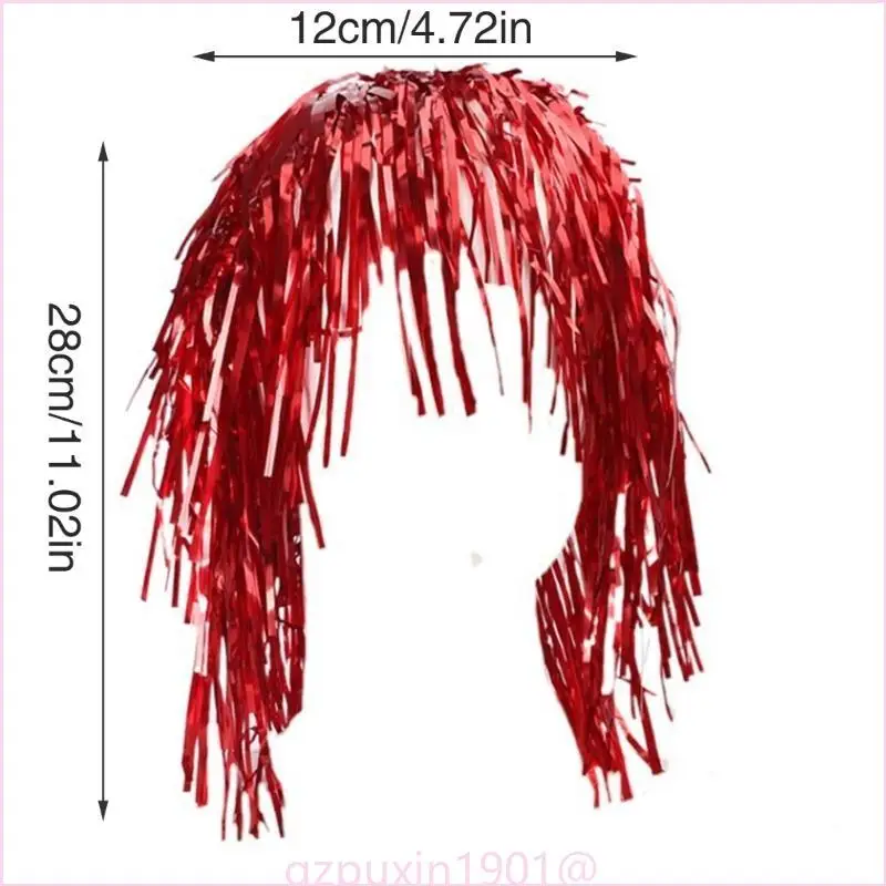 57qa glitzernder Kopfcover für Frauen Nachtclub Haarvorhang Perücken Bühnenaufführungen Haartippe Halloween Kostüm – Detail 6