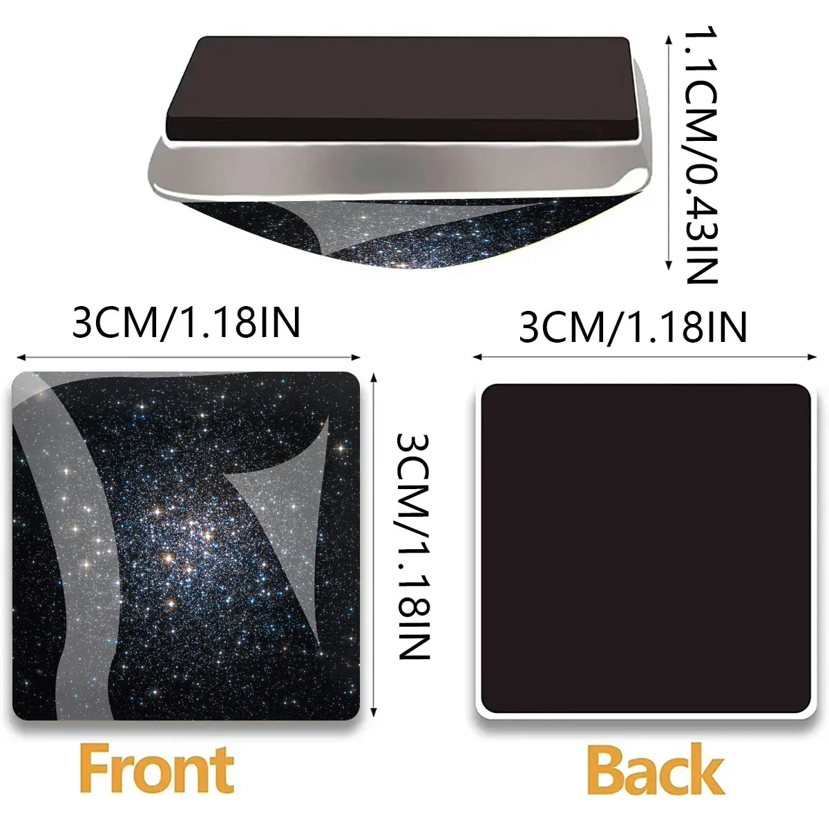 1PC 30MM Square Nebula Glass Circular Refrigerator Sticker Nebula Home Decoration Birthday Gift Nebula Enthusiasts Gift