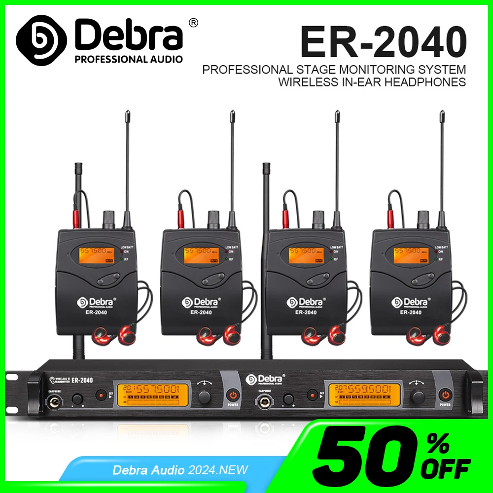 Debra ER-2040 UHF In-Ear Wireless Monitor System Within 180 Meters Of Receiving Distance,For Multi-Person Stage Performances.