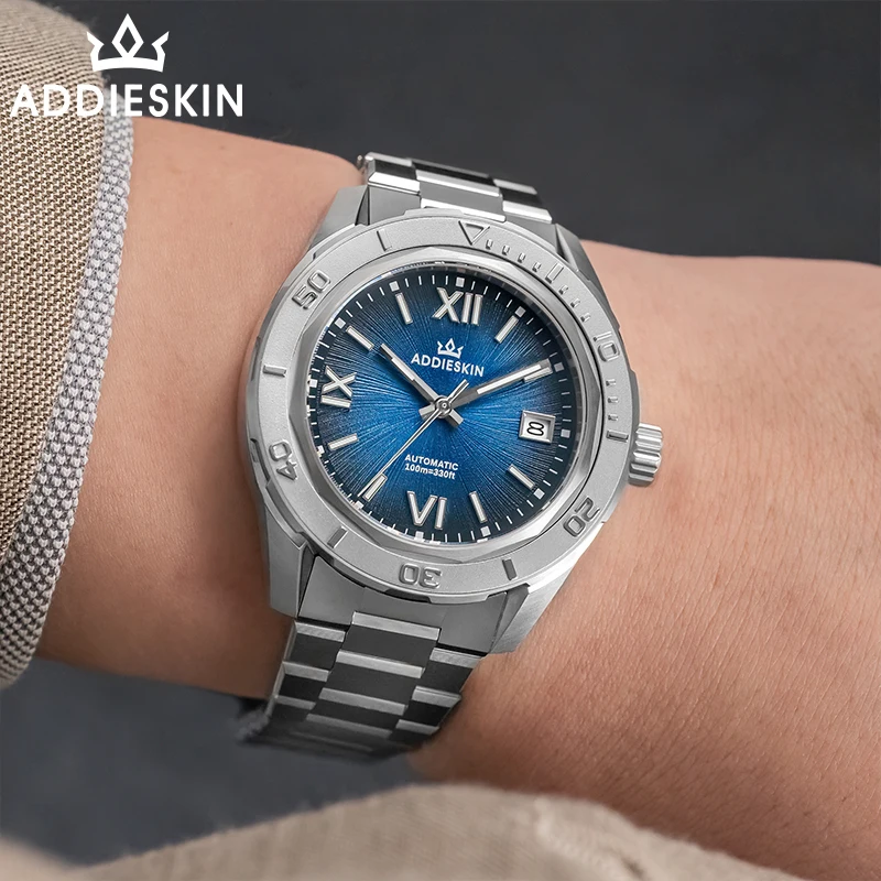 AddiesKin K002 Automatic Watch for Men 40mm Deep Blue Dial Miyota 9015 Movement 200m Waterproof Sapphire Crystal BGW9 Luminous