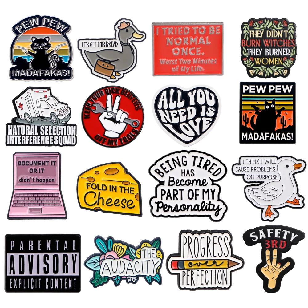 Cartoon Duck Quotations Series Enamel Pin Men Women\'s Brooches Briefcase Badges Lapel Pins for Backpacks Jewelry Accessories