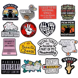 Cartoon Duck Quotations Series Enamel Pin Men Women's Brooches Briefcase Badges Lapel Pins for Backpacks Jewelry Accessories