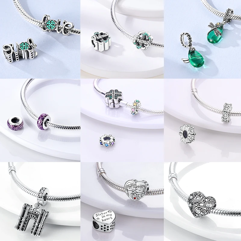 3 Stück 925 Sterling Silber Charm-Perlen-Set Mama Papa Schwester Katze Schmetterling Schleife Liebe Charms für DIY Armband Halskette Schmuckherstellung – Detail 9