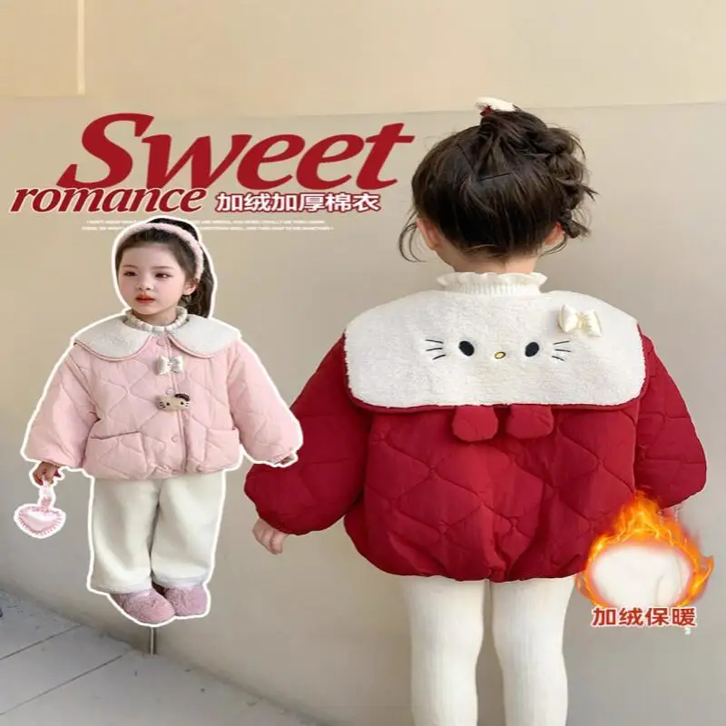 

Kawaii Y2k Anime Fashion Children's Clothing Sanrio Hello Kitty Tops Winter Jackets for Girls Baby Coats Kids Coat Girls' Jacket