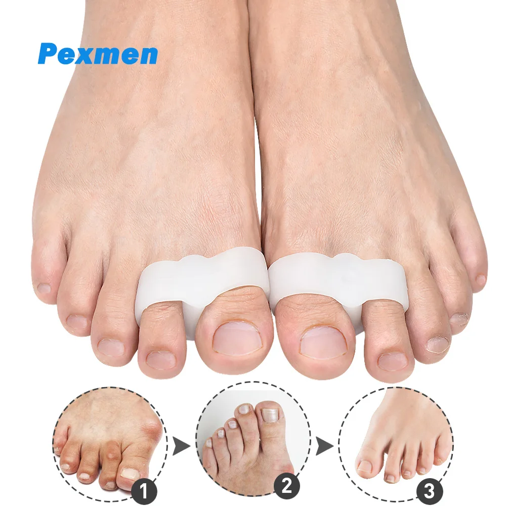 Pexmen-Gel Bunion Corrector, Separadores de Toe Suaves com 2 Loops, Espaçador Big Toe para Bunion e Toe Pads Sobrepostas, 2Pcs