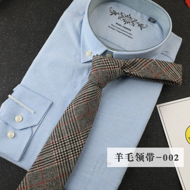 

Men's 7cm wool tie with stripes, solid color, business and work casual formal attire available in stock