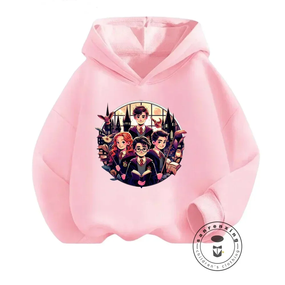 Explore the Wizarding World in Style Trendy Hoodies for Kids Featuring Popular Movie Scenes Q-Version Graphics for Hip-Hop Look