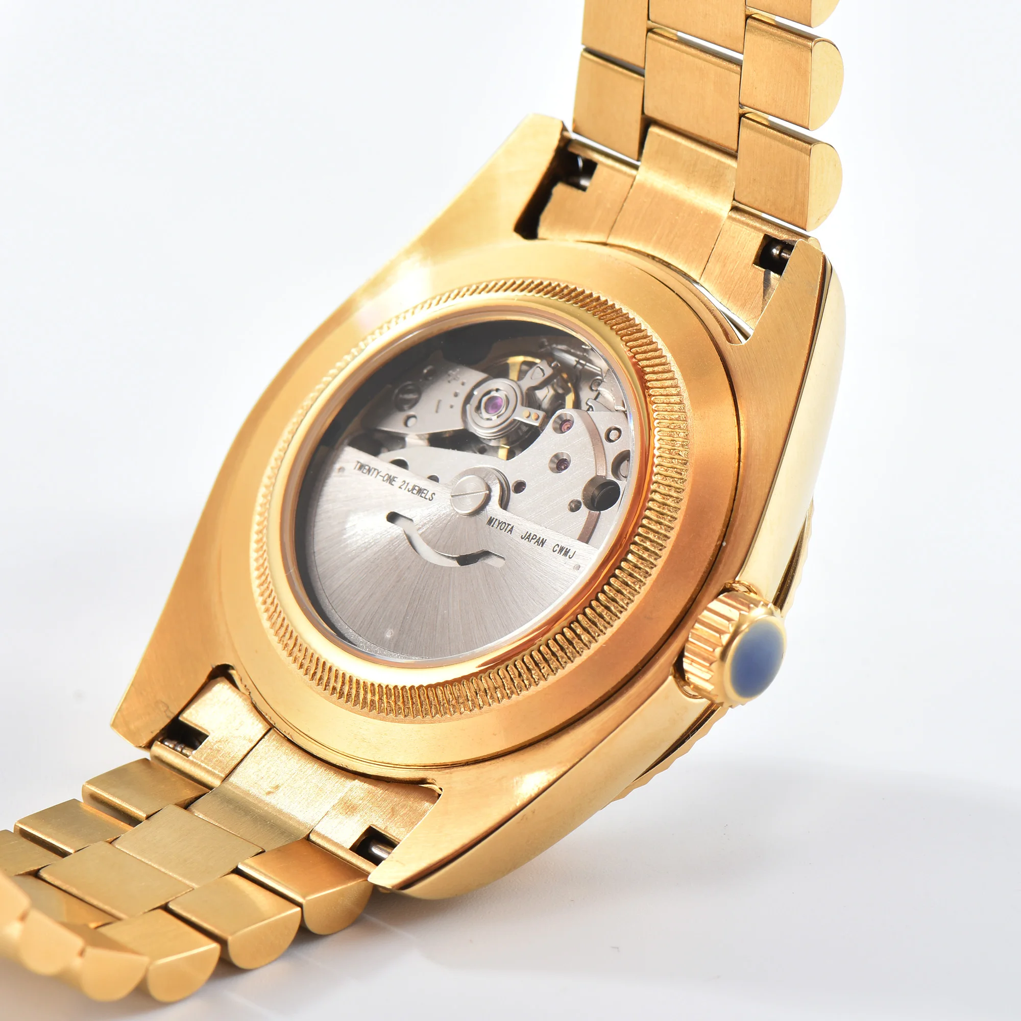 Customizable LOGO Luxury 39mm Case Automatic Mechanical Watch Suitable for 8285 Movement Sapphire Glass Gold Strap