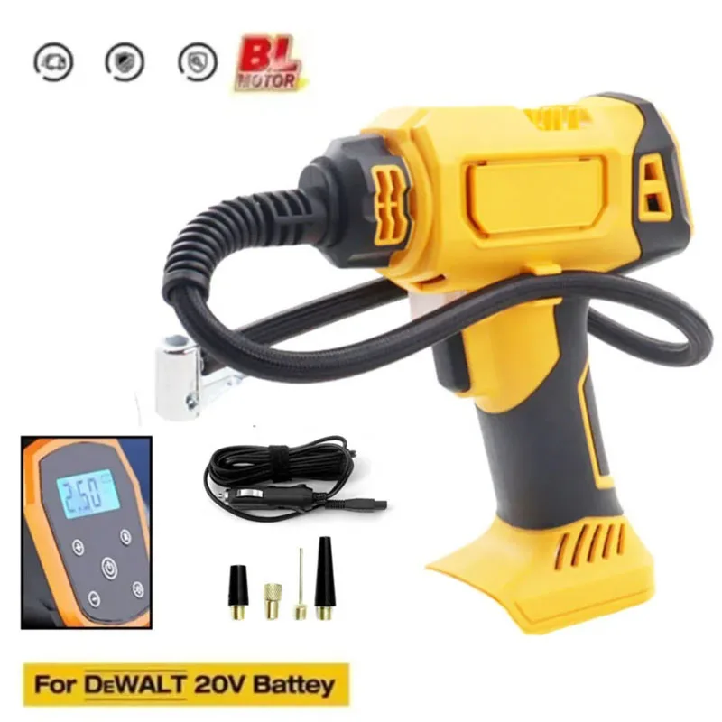 Fit for DeWALT Battery Air Compressor Automatic Tire Inflator Cordless Electric Pump with Digital Pressure Gauge for Car Bike