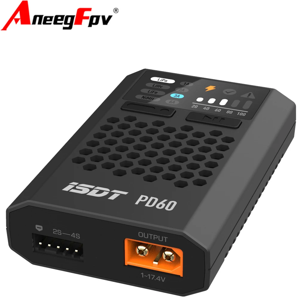 ISDT URUAV PD60 60W 6A Type-C Input Battery Balance FPV Charger for 1-4S Lipo Battery RC Drone Quadcopter Multirotor