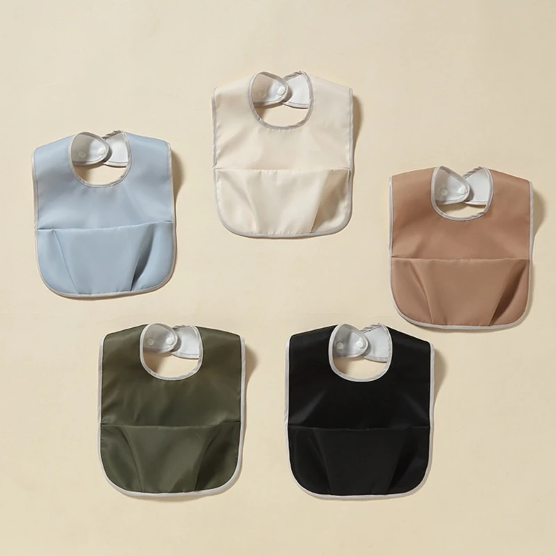 

Waterproof Baby Bib Adjustable Washable Baby Feeding Bibs with Food Catcher Pocket Boys Girls Feeding Apron Burp Cloths