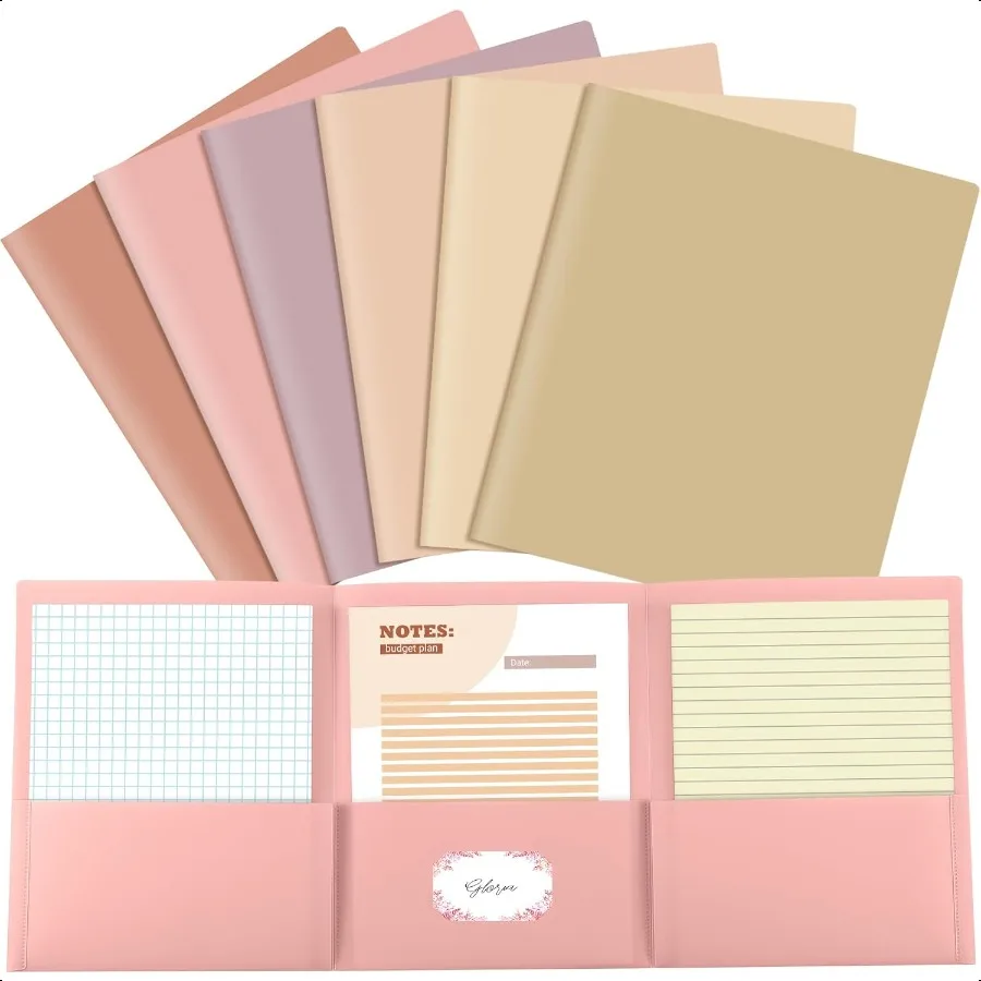 

6 Pcs Tri Fold Folders with 3 Pockets 8.5 x 11 Inch Letter Size Plastic Tri Fold Multiple Pocket Folders for Communication Home