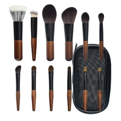 12pcs Mini Makeup Brush Set Portable Short Pole Wool Eye Shadow Stipple Brush Powder Brush Beauty Tools