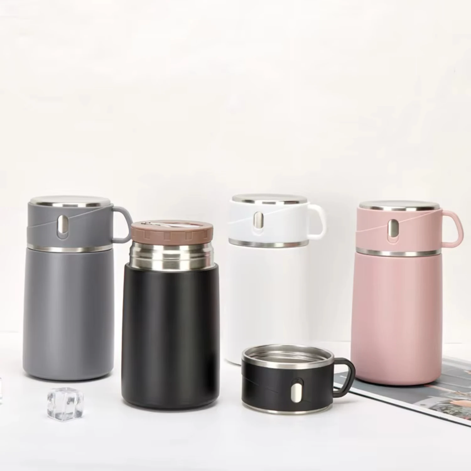 Portable to work food jar container thermo food flask  lunch  stainless  soup  with lid spoon airtight thermos