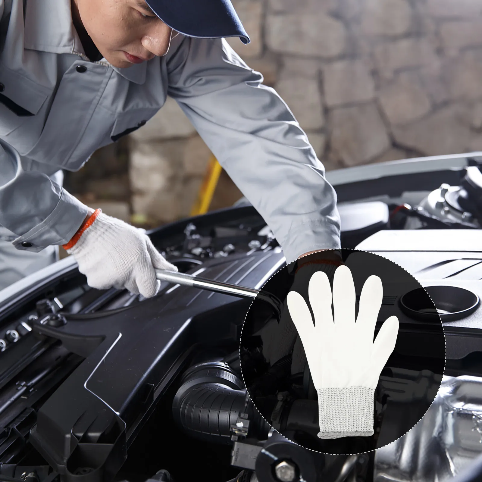 

10 Pairs Industrial Protection Gloves Pu Finger Gardening Anti-static Man Labor