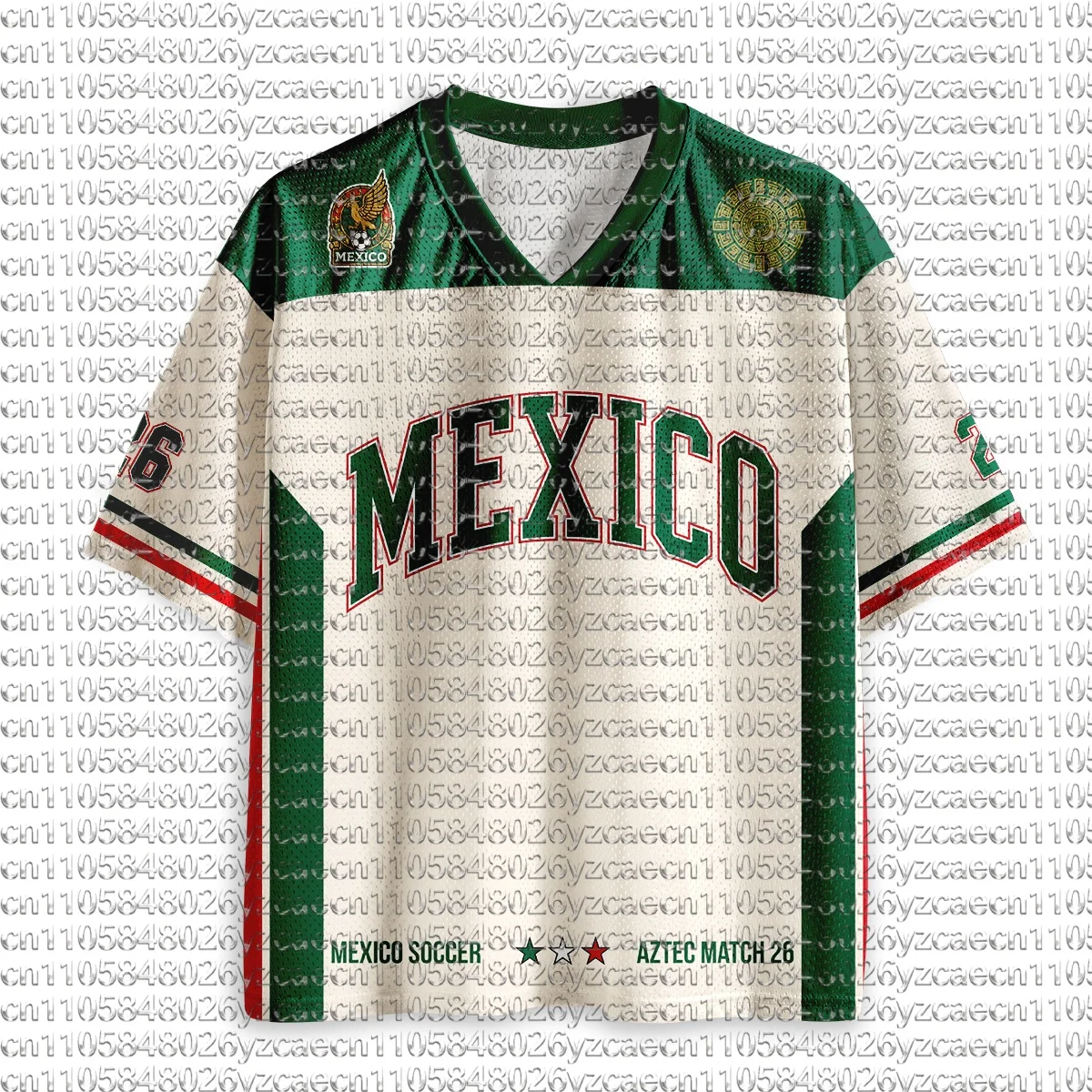 Mexico No.26 Flag Print Men's Women's Short Sleeve T-Shirt Kid’ 3D Print Tees Outdoor Football Jersey Sports Casual Men T-Shirt