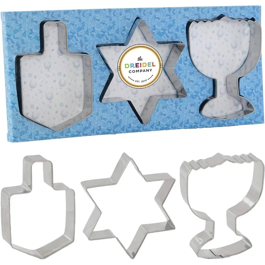 

Stainless Steel Hanukkah Ce Cutters Three Hanukkah Menorah Dreidel Star Shaped Ce Cutters