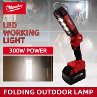 Milwaukee Electric LED Work Light 90° Folding Rechargeable 18V Battery Multifunction Camping Lamp Portable Bright Spotlight