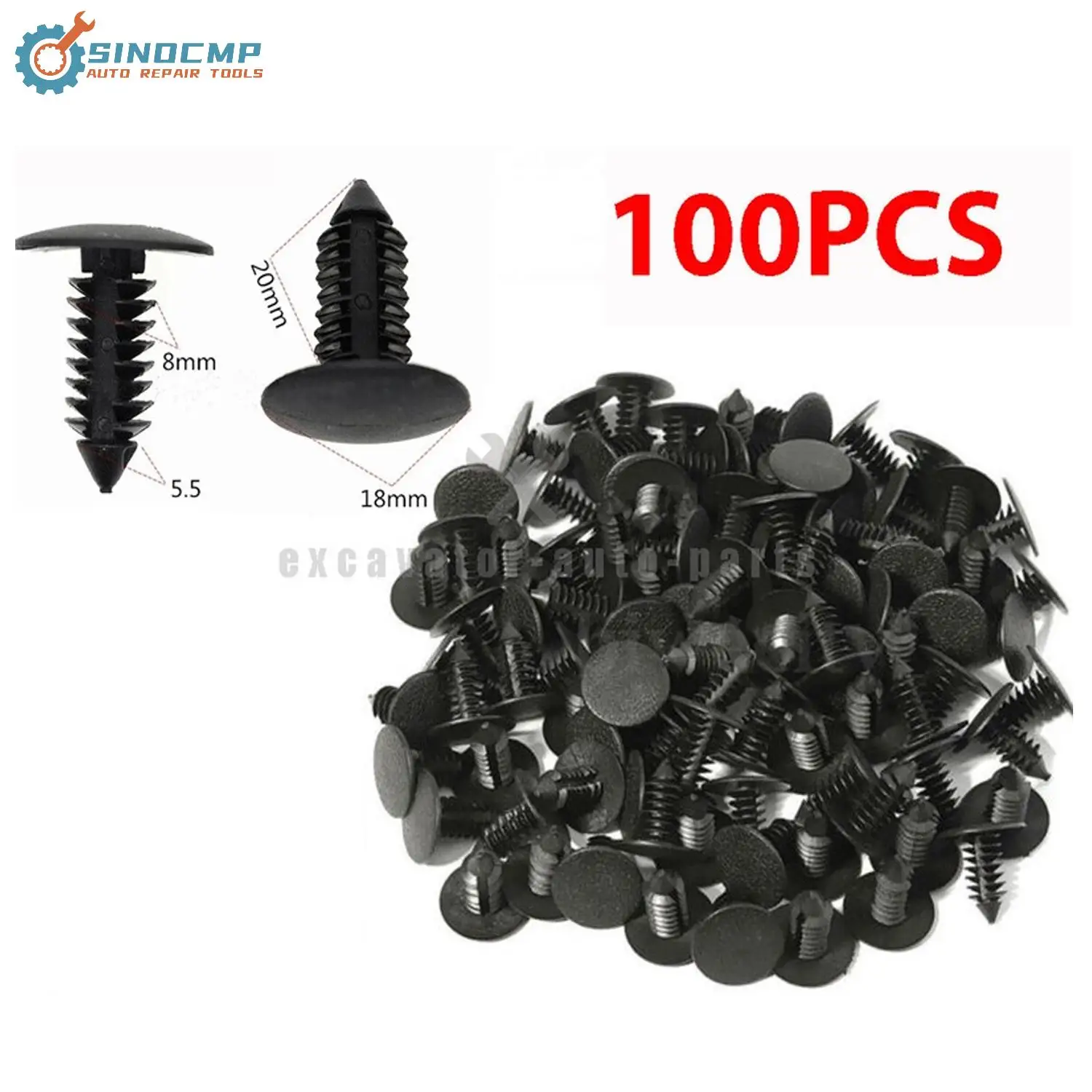 

100 шт. новые черные пластиковые заклепки-фиксаторы диаметром 8 мм для автомобильных бамперов и крыльев