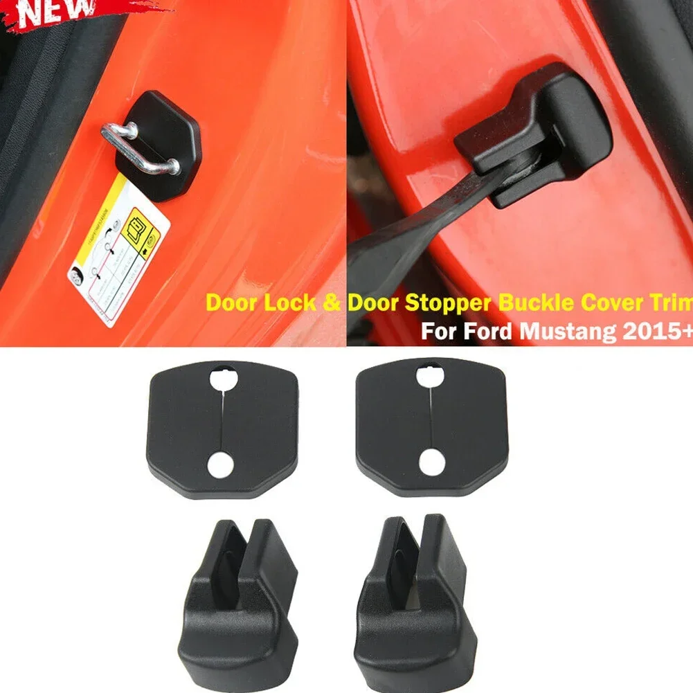 Car Door Lock & Door Stopper Catch Cover Buckle Cover Protector  Arm Checker Protector Guard For Ford Mustang 2015-2021