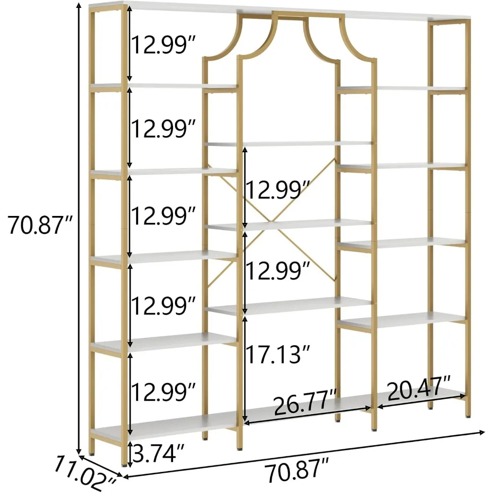 Triple Wide Bookshelf, 70.87