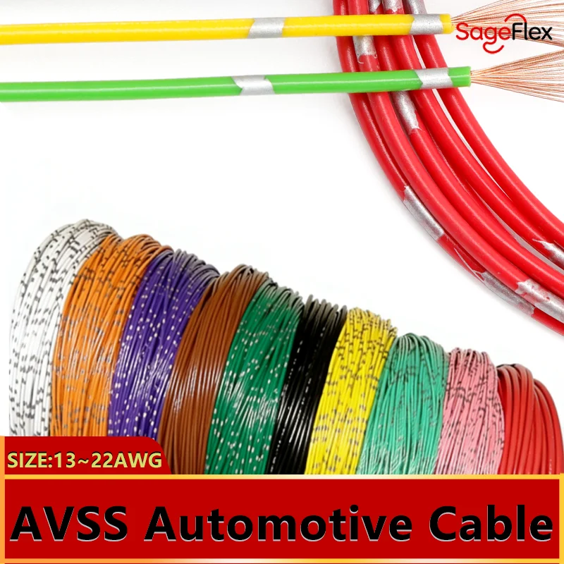 

2/20/100m AVSS Wire Automotive Cables Insulation Pure Copper DIY Speaker Audio Car Electronic Line AWG22 20 18 16 15 14 13 PVC