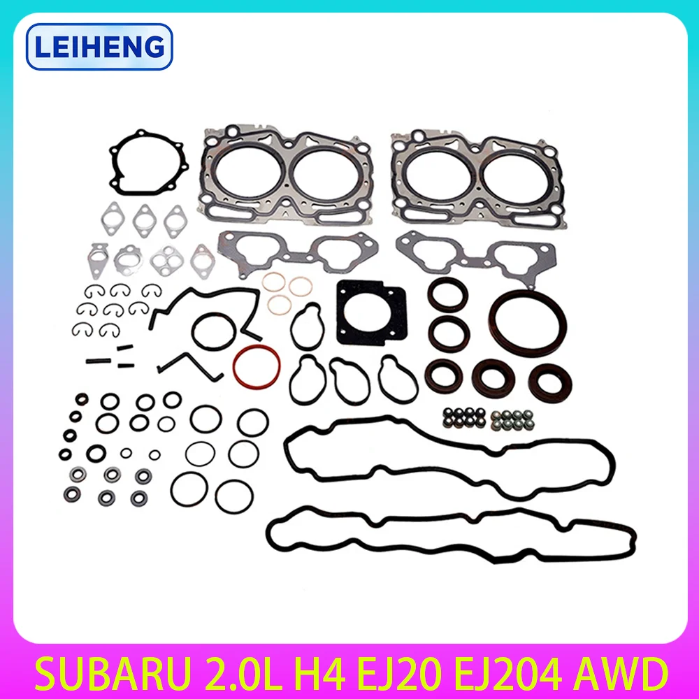 ENGINE FULL GASKET KIT SUBARU EJ20 EJ204 DOHC FOR FORESTER IMPREZA LEGACY 16V 2.0L 2.0 L T H4 GAS 2003-2025 DOHC LTR PETROL