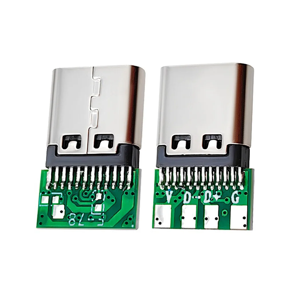 Type-C USB 3.1 Connector 24-pin Female Solder Wire Connector PCB Shield Female Port Jack Tail Receptacle Power Plug