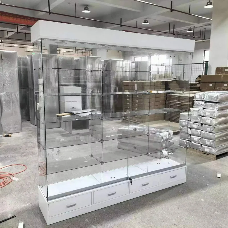 Custom. Custom Temper Glass Display Cabinet Store New Design Showcase