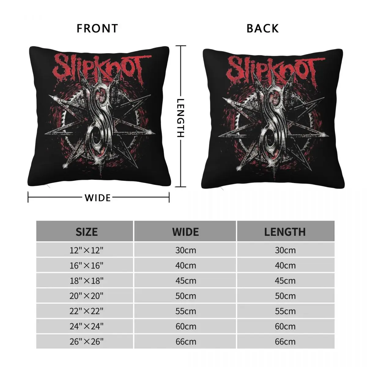 S-Slipknots Heavy Mental Music Square Pillowcase Pillow Cover Polyester Cushion Decor Comfort Throw Pillow for Home Car