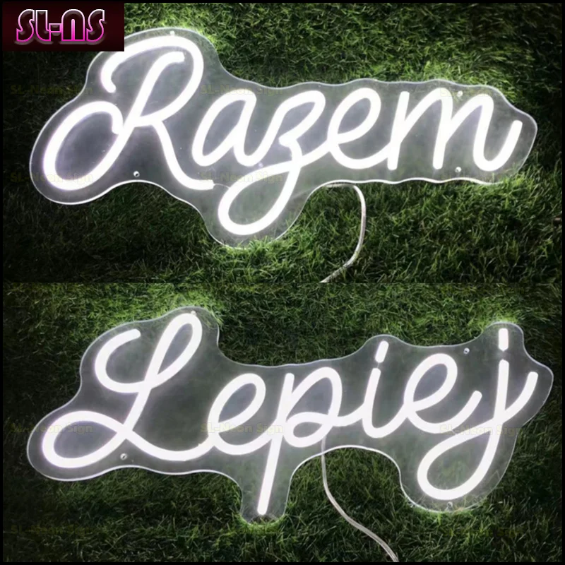 Imagem -04 - Custom Led Flex Neon Sign Melhor Juntos Luz Sinal para o Aniversário Decoração da Festa de Casamento Neon Razem Lepij Light up Sign