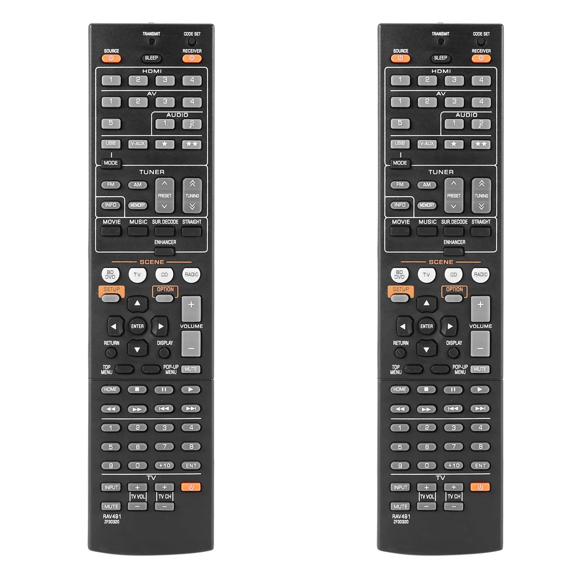 2X Remote Control for YAMAHA RX-V375 RX-V467 RX-V565 RX-V567 RX-V571 RX-V665 RX-V765 HTR-3066 HTR-4065 HTR-3066BL