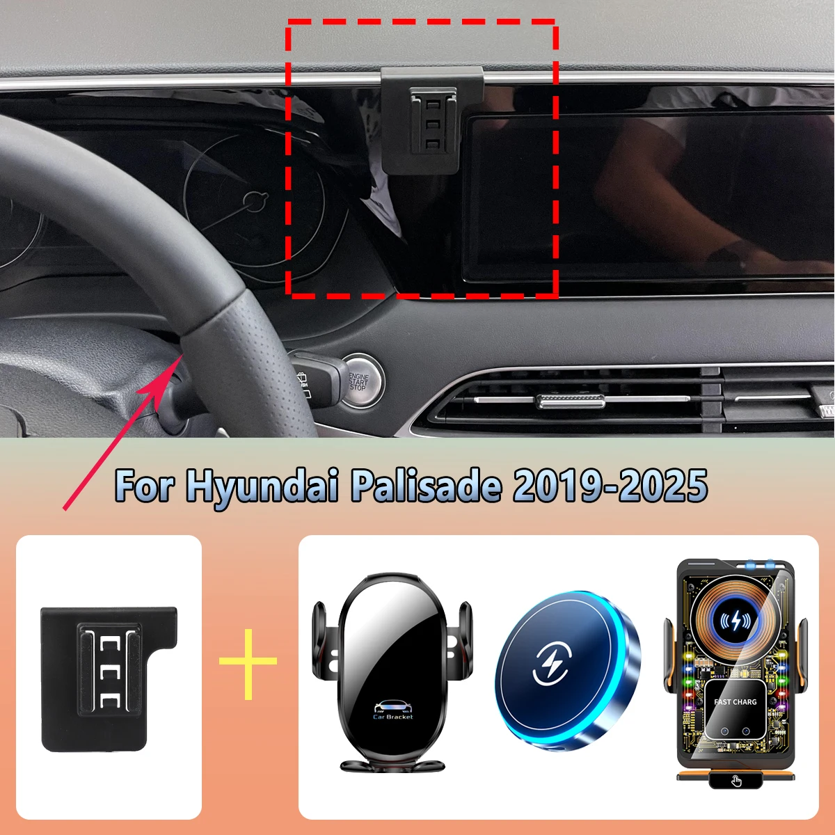 Suporte do telefone do carro ventilação para hyundai palisade 2019 2020 2021-2025 magnético de carregamento sem fio carregador de telefone do carro be
