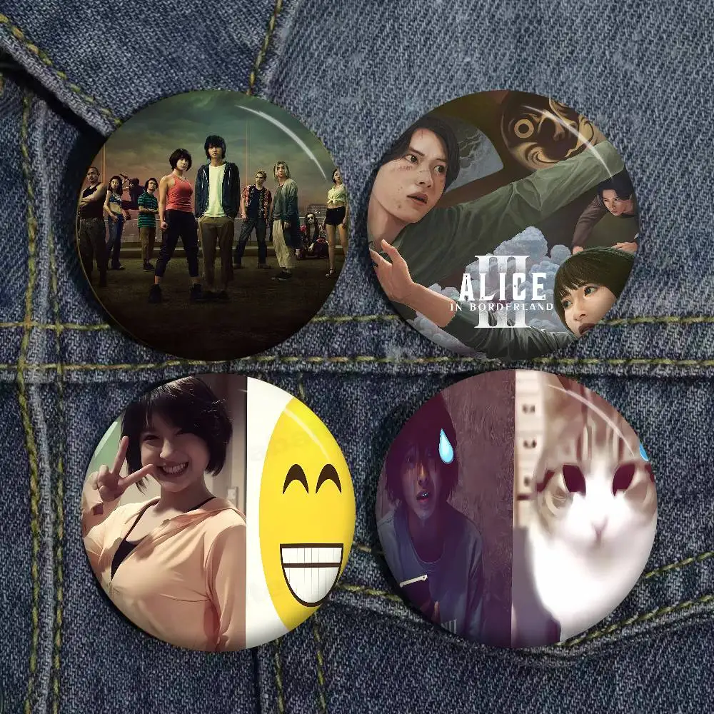 TV Show Alice in Borderland Creative Pins Funny Faces Round Snap-in Brooch Badge Backpack Hat Accessories Jewelry Gifts