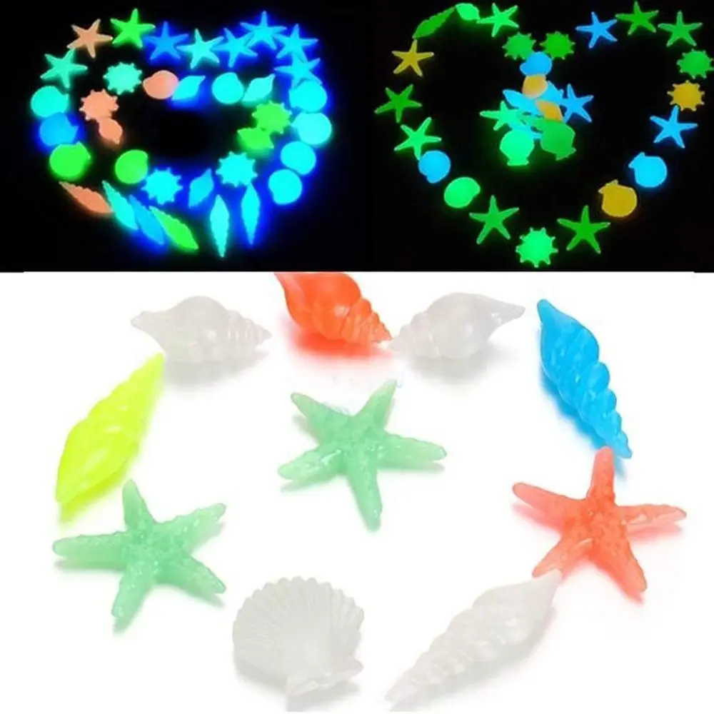 

10Pcs Home Decor Glow In The Dark Sea Shells Beach Conch Fish Tank Decor Aquarium