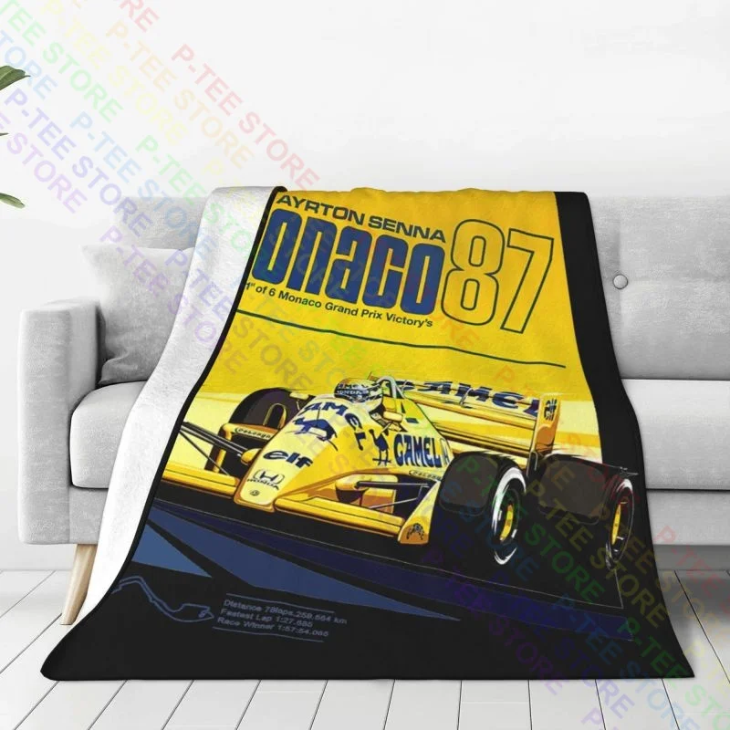 Tributo Ayrton Senna Pilota Formula Gran Premio Montecarlo 1987 Blanket Soft On The Sofa Faux Fur Throw