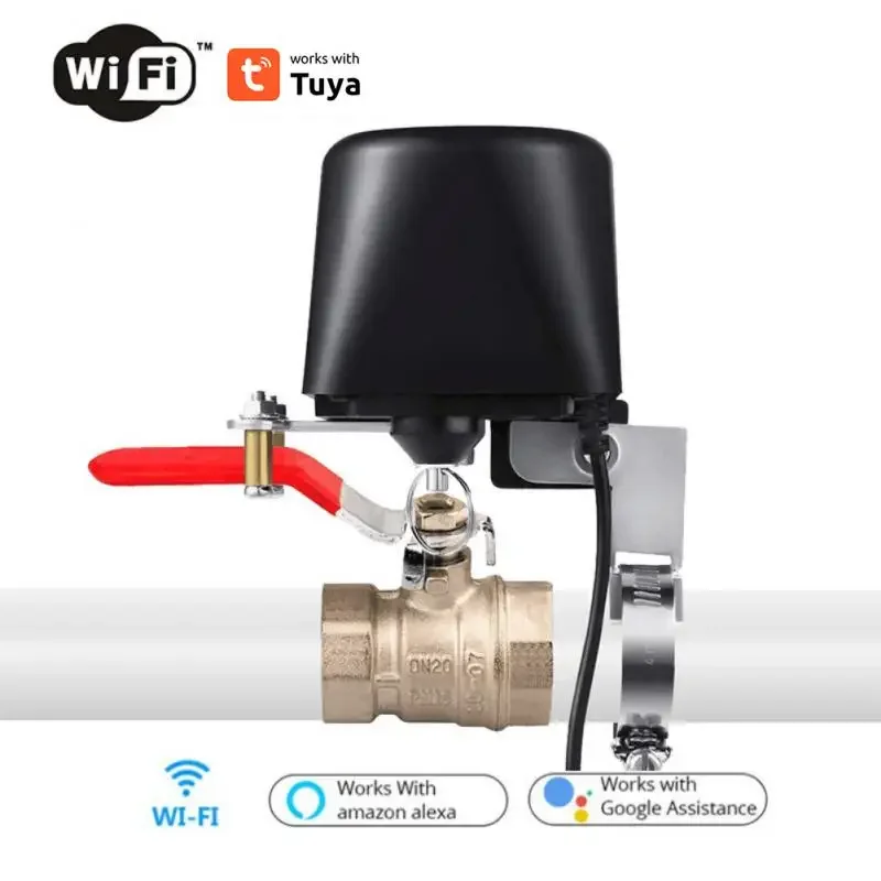 Tuya ZigBee-Válvula de fuga de Gas y agua inteligente, temporizador de cuenta atrás con Control automático, encendido y apagado, WiFi, funciona con