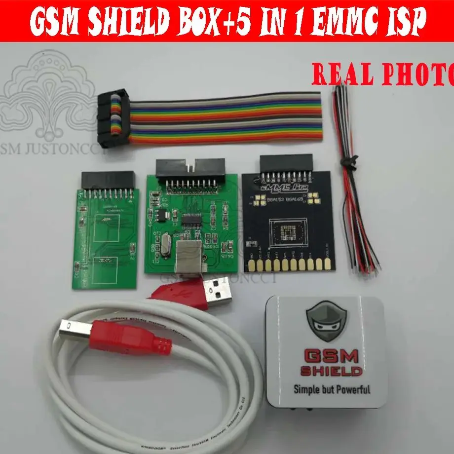 

GSM SHIELD Box + 5 in 1 EMMC Adapter Flash, Unlock, Reset FRP and many other Services on Qualcomm Mediatek and Spreadtrum-base