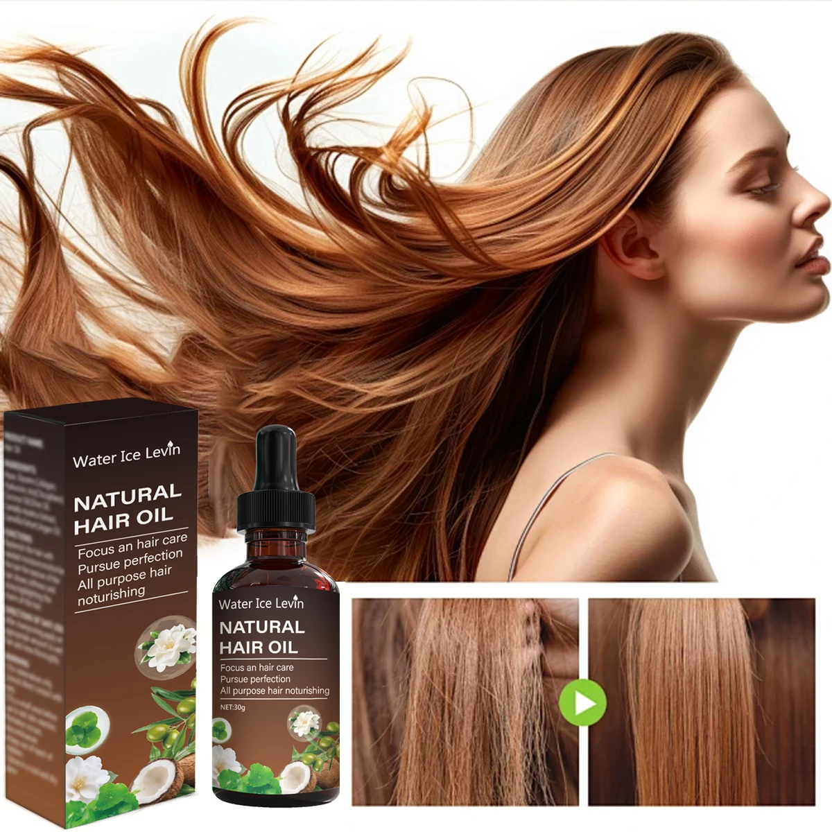 น้ำมันบำรุงผมวอเตอร์ไอซ์เลวิน บำรุงและเพิ่มความชุ่มชื้น เสริมความนุ่มสลวยและเงางาม ดูแลเส้นผมได้ทุกประเภท