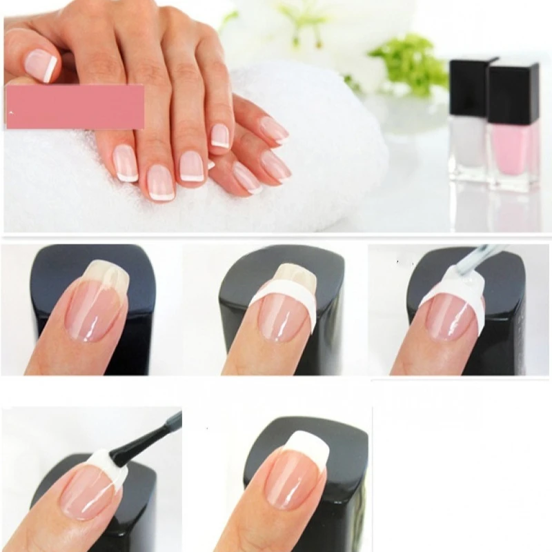 For DIY Decoration Stencil Tools ,Fringe Tip Decals 3PCS French Nail Art Stickers White Self-Adhesive Nails Strip Tips Guides