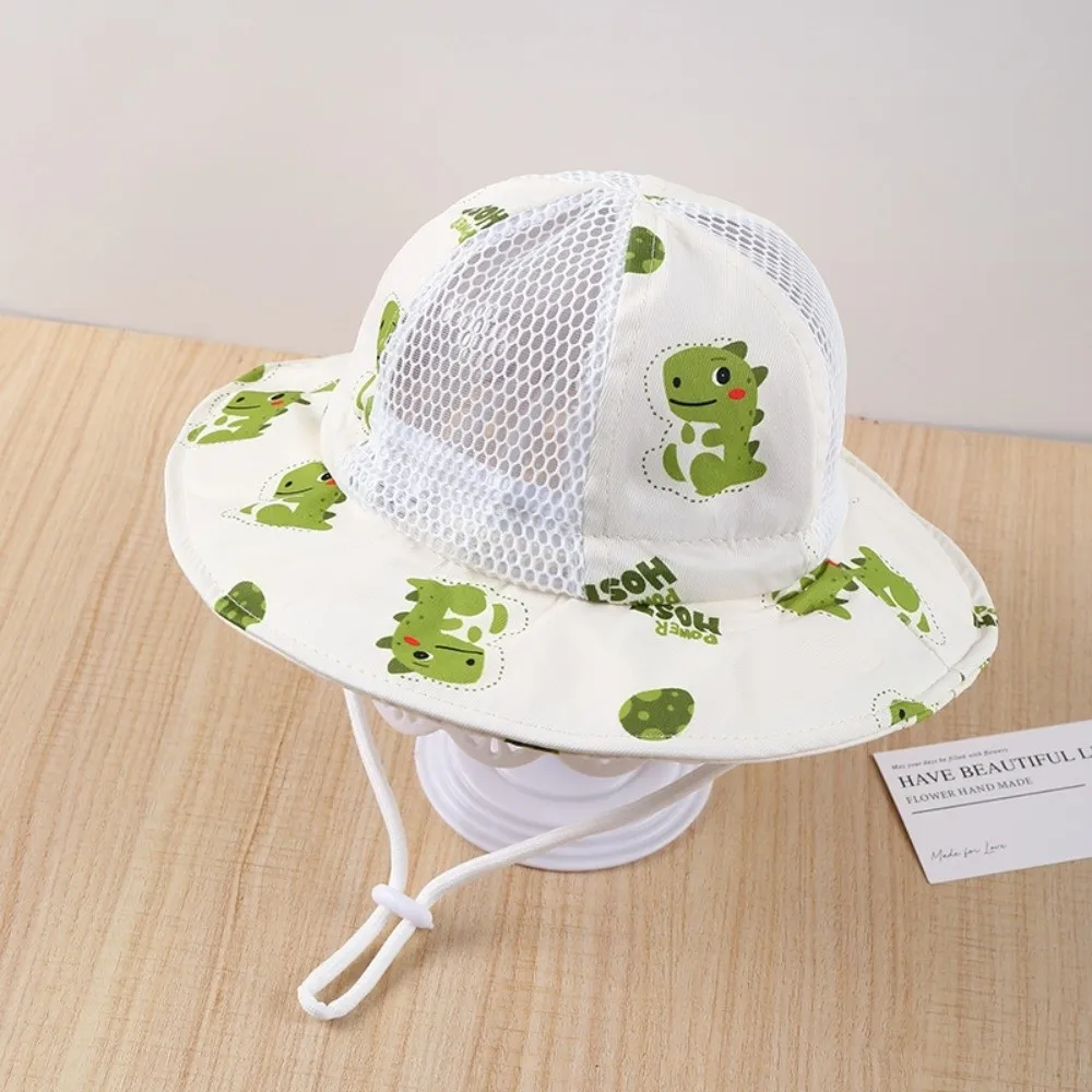 

Детская панама с широкими полями и принтом динозавра, дышащая, солнцезащитная, из тонкого материала, регулируемая