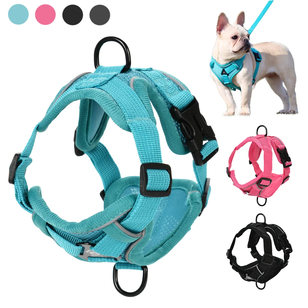 Breathable Dog Harness Vest Leash Set for Small Medium Pets Cats Reflective Adjustable Puppy Outdoor Chihuahua Bulldog Supplies